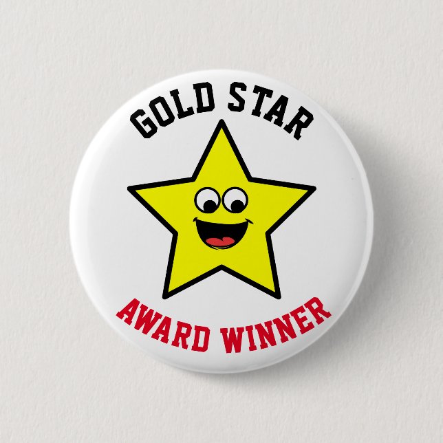 Gold Star Good Job Reward 2 Inch Round Button (Front)