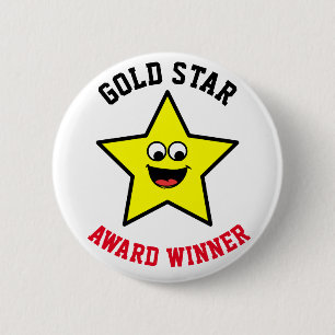 Gold Star Good Job Reward 2 Inch Round Button