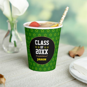 Gold Star /Green Graduating Class Year Paper Cups