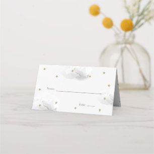 Gold Star & Grey Cloud Baby Shower Place Card