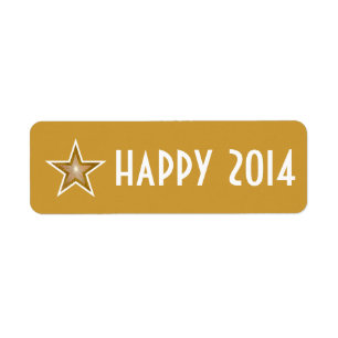 Gold Star 'happy 2014' label small gold