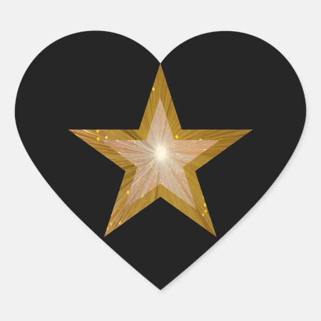 Gold Star heart sticker black (Front)