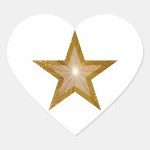 Gold Star heart sticker white