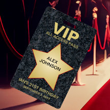 Gold Star Hollywood VIP Pass Party Favour