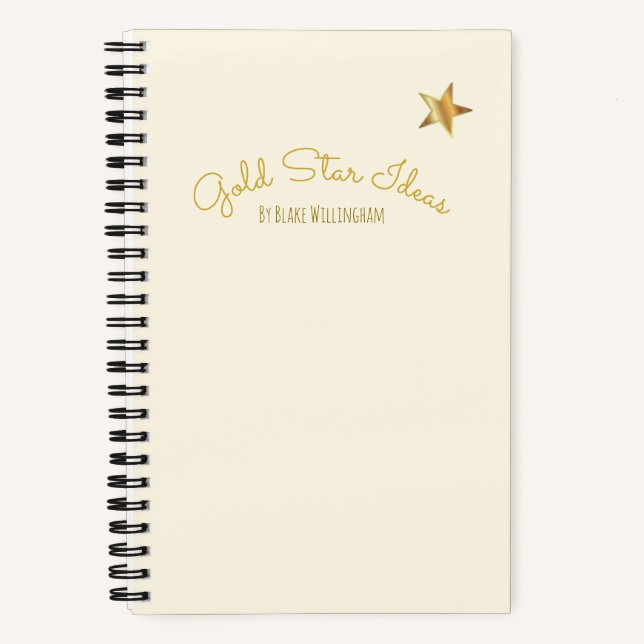 Gold Star Ideas Personalized Sketchbook Notebook (Front)