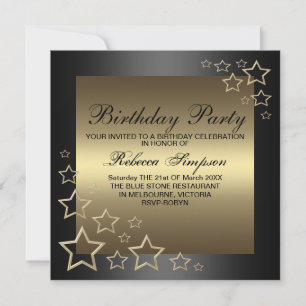 Gold Star Invitation d'anniversaire