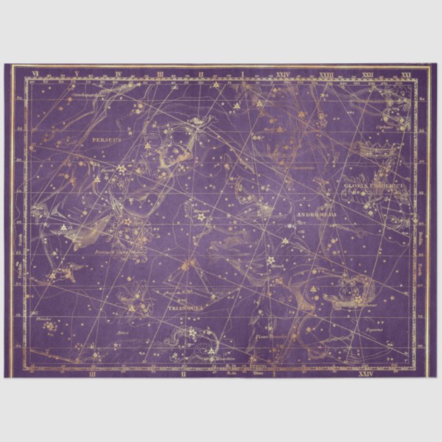 Gold Star Map Series Design 19 Tissue Paper (Front)