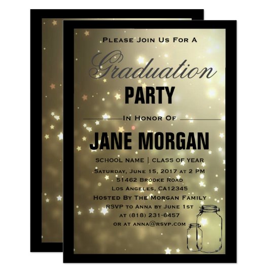 Gold Star Mason Jar Graduation Party Invitation