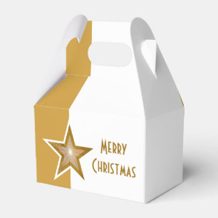 Gold Star Merry Christmas gold white vertical Favor Box