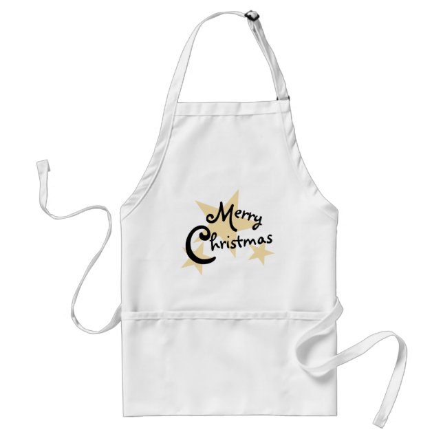 Gold Star Merry Christmas on White Apron (Front)