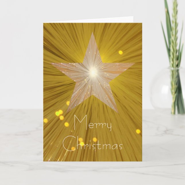 Gold Star 'Merry Christmas' vertical card (Front)