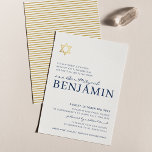 GOLD STAR modern Bar Mitzvah minimal navy blue Invitation<br><div class="desc">by kat massard >>> https://linktr.ee/simplysweetpaperie <<< A modern, simply classy invitation design for your child's BAR or BAT MITZVAH TIP :: 1. To change/move graphics & fonts and add more text - hit the "customise it" button. - - - - - - - - - - - - - -...</div>