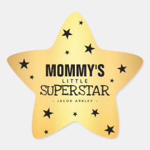 Gold Star Mommy's Little Superstar   Name Sticker