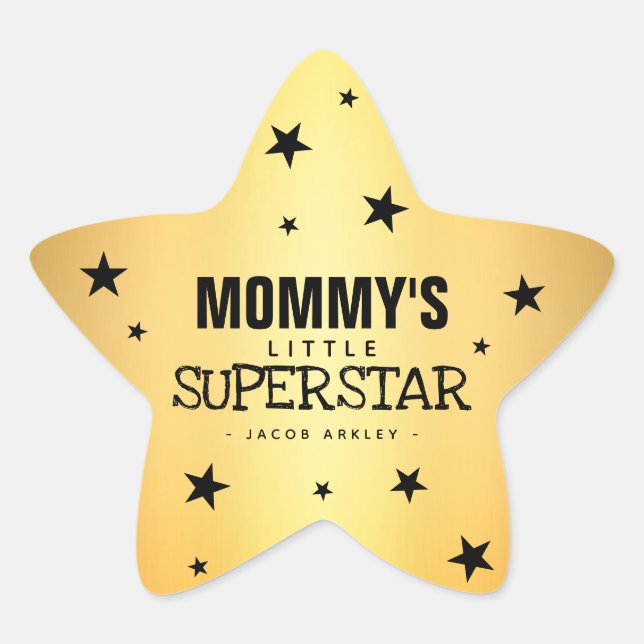 Gold Star Mommy's Little Superstar | Name Sticker (Front)