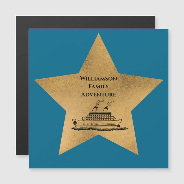 Gold Star Monogram Cruise Ship Door Finder Blue (Front/Back)