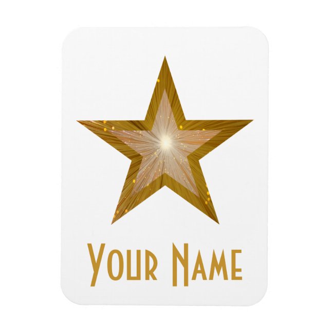 "Gold" Star 'Name' flexible magnet white (Vertical)