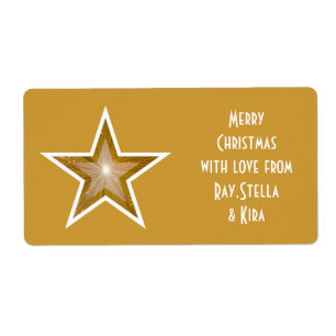 Gold Star 'Names' gift tag label large gold