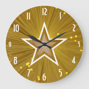 "Gold" Star 'Numbers' clock round