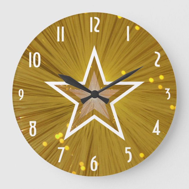 "Gold" Star 'Numbers' clock round (Front)