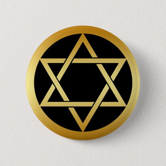 GOLD STAR OF DAVID 2 INCH ROUND BUTTON (Front)
