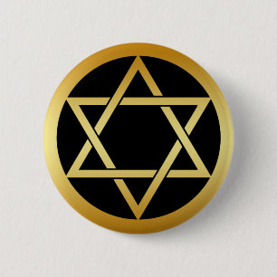 GOLD STAR OF DAVID 2 INCH ROUND BUTTON