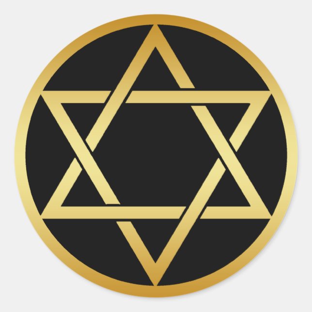 GOLD STAR OF DAVID CLASSIC ROUND STICKER (Front)