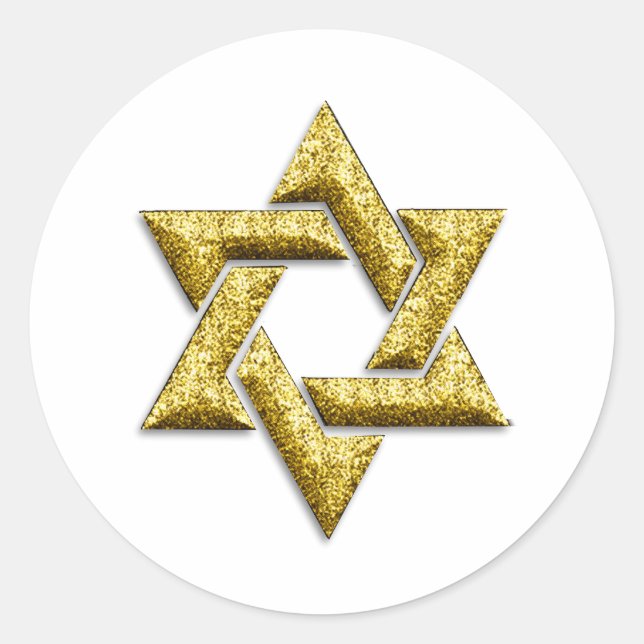 Gold Star of David Classic Round Sticker (Front)