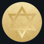 Gold Star of David Elegant Circle Classic Round Sticker<br><div class="desc">Elegant modern classic faux gold foil Star of David blank stickers you can personalize with any text or photo you add yourself. These stylish bar mitzvah favour tag stickers give a classy look as envelope seals, or on DIY bar and bat mitzvah party decor projects. • • • Click CUSTOMIZE FURTHER to...</div>