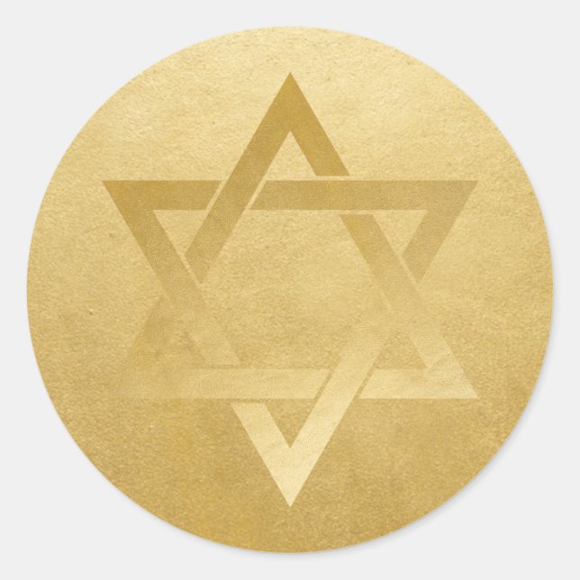 Gold Star of David Elegant Circle Classic Round Sticker (Front)