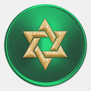 Gold Star of David Envelope Seal Green