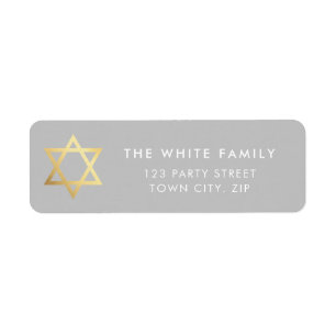 GOLD STAR OF DAVID modern plain simple grey white