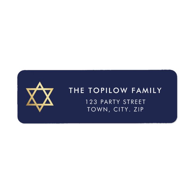 GOLD STAR OF DAVID modern plain simple navy blue (Front)