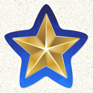 Gold Star on Blue Card Envelope Sticker