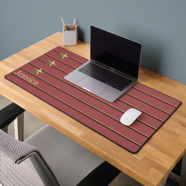 Gold Star on Rose Pink Desk Mat (Office 2)