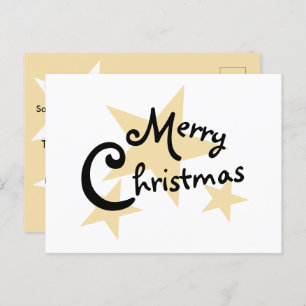 Gold Star on White Merry Christmas Invitation