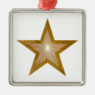 Gold Star ornament square white