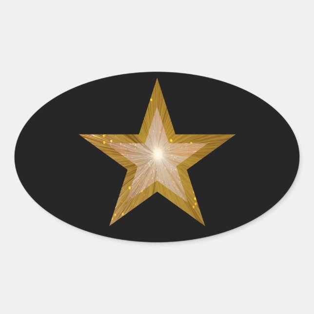 Gold Star oval  sticker black (Front)