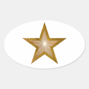 Gold Star oval sticker white