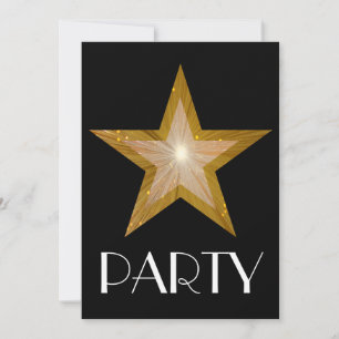Gold Star 'Party' invitation black