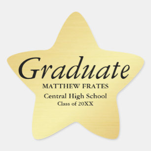 Gold Star Personalized Graduation Sticker