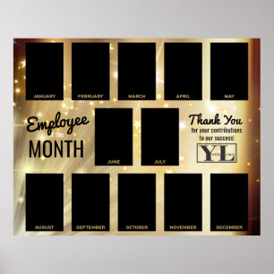 Gold star photo employee of the month recognition poster
