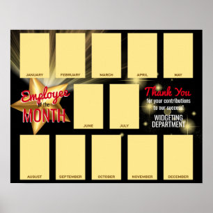 Gold star photo employee of the month recognition  poster