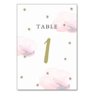 Gold Star & Pink Cloud Table Number