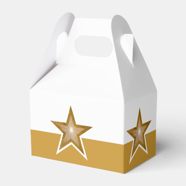 Gold Star print favour gold white box (Front Side)