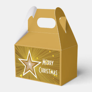 Gold Star print Merry Christmas favour box