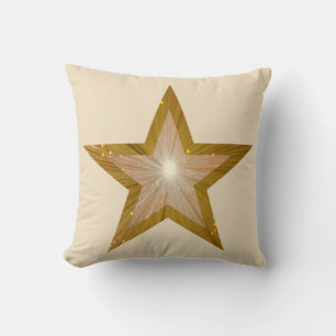 "Gold" Star printed throw pillow square cream