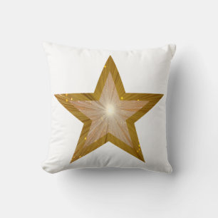"Gold" Star printed throw pillow square white