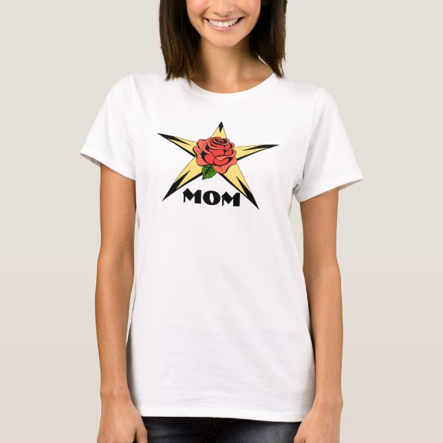 Gold Star Red Rose Mom T-Shirt (Front)
