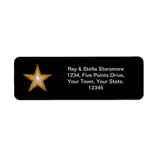Gold Star return address label black (Front)