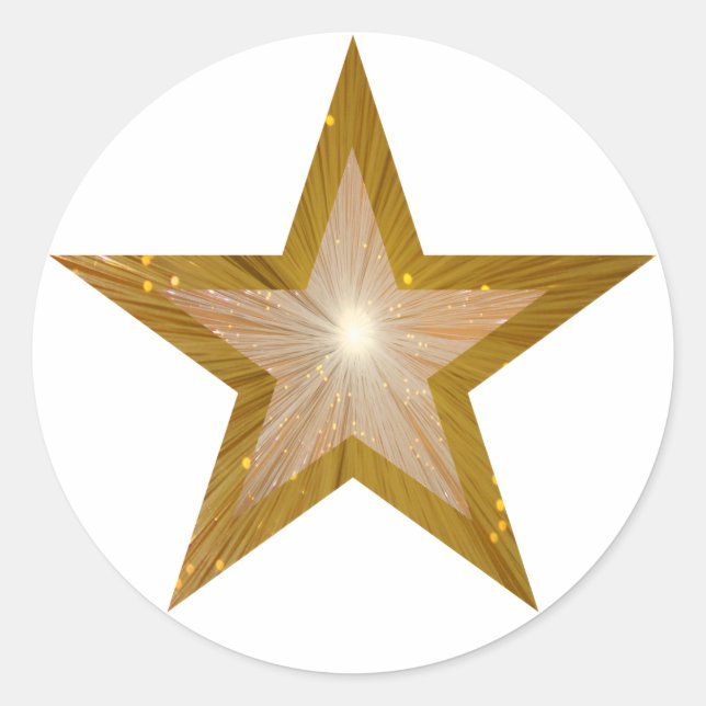 Gold Star round sticker white (Front)